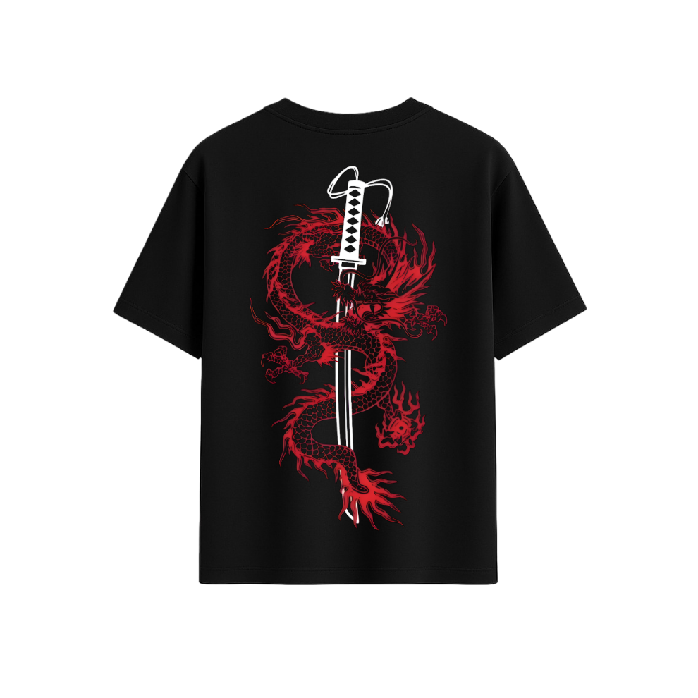 DRAGON SWORD OVERSIZED PRINTED T-SHIRT
