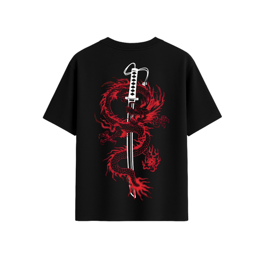 DRAGON SWORD OVERSIZED PRINTED T-SHIRT